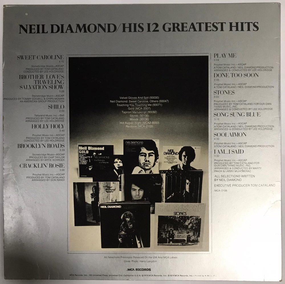 Neil Diamond ' His 12 Greatest Hits Vinyl