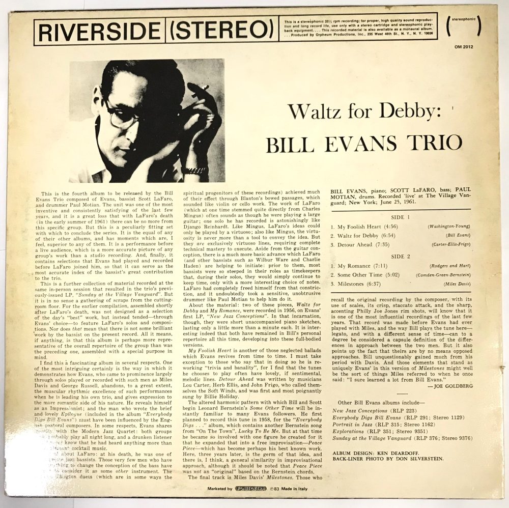 Bill Evans Trio - Waltz For Debby Vinyl